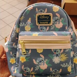 Loungefly Stitch Kids Backpack - Blue and Pink